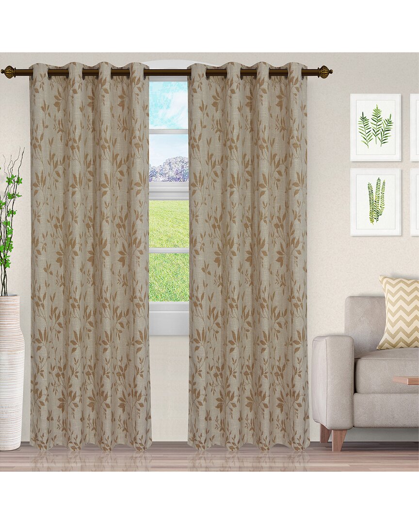 Superior 52x96 Ghera Jacquard Grommet 2pc Curtain Panel Set In Ivory