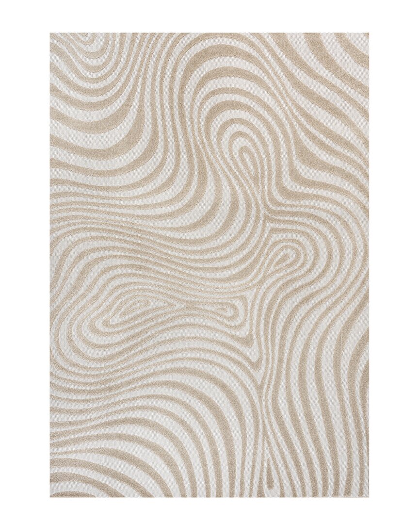 Jonathan Y Maribo High-low Abstract Groovy Striped Indoor/outdoor Area Rug In Beige