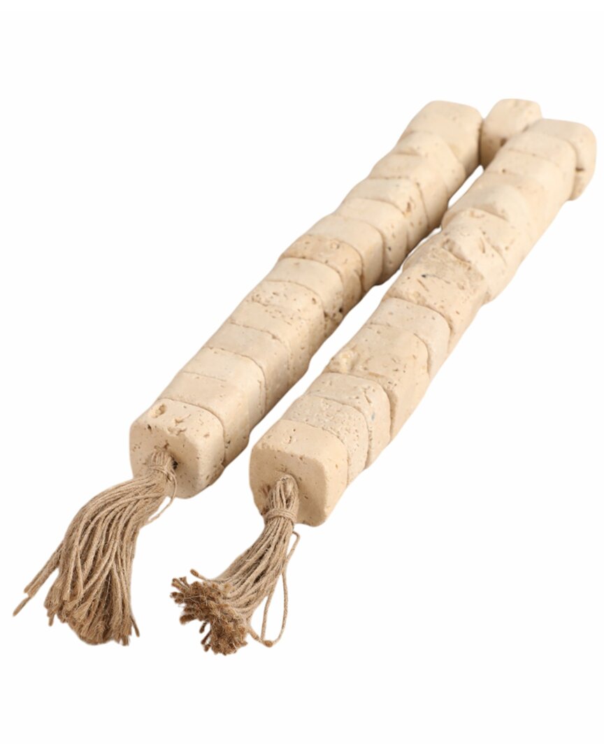 Sagebrook Home 26 Travertine 1 Beaded Garland In Neutral