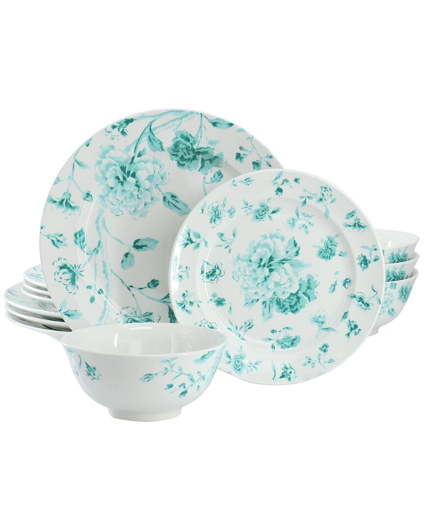 Martha Stewart Chinoiserie 12pc Round Porcelain Dinnerware Set