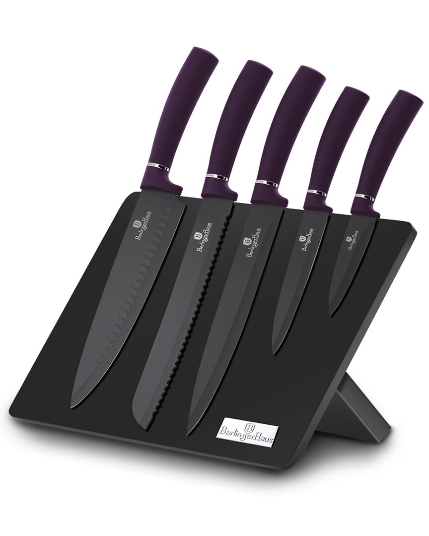 Berlinger Haus 6pc Knife Set With Magnetic Hanger In Purple