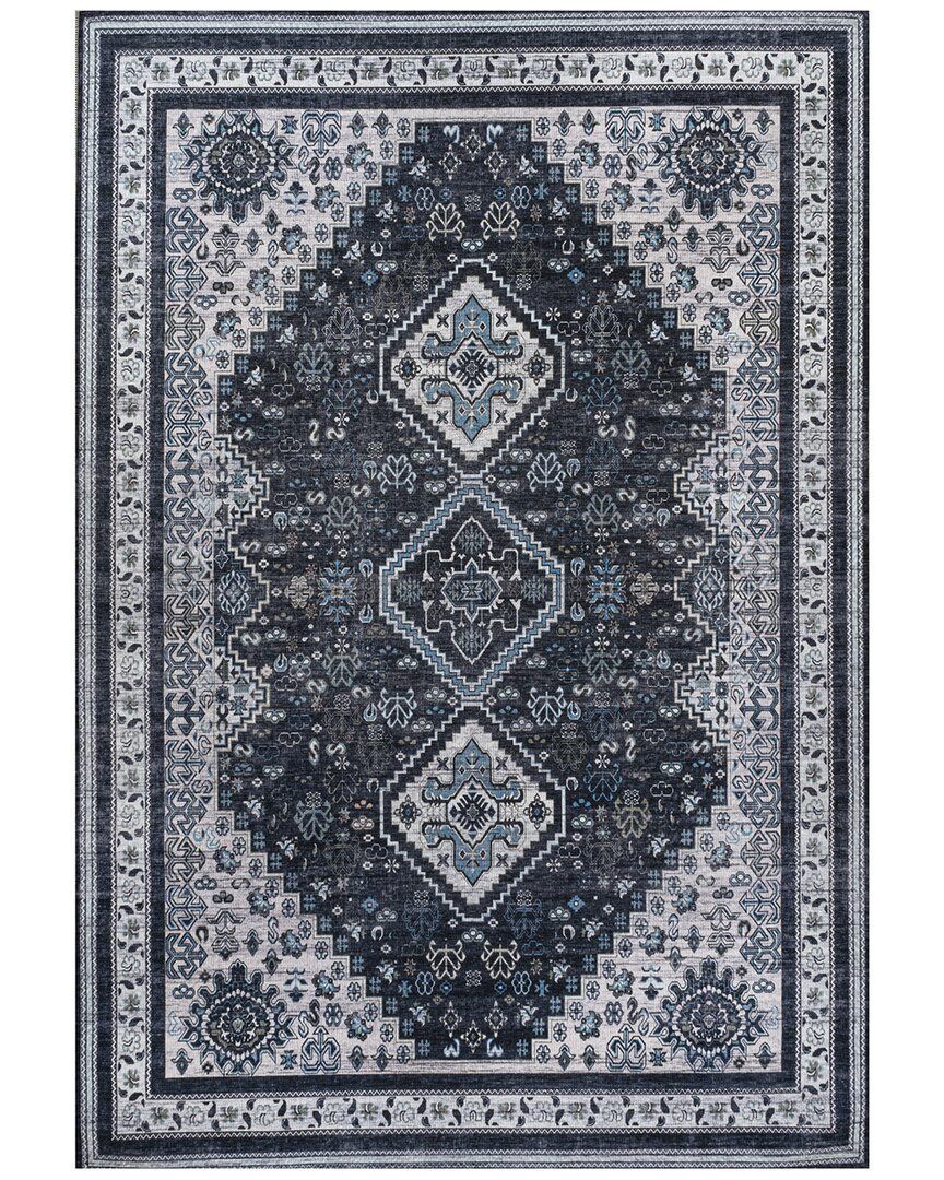 Jonathan Y Dalyan Geometric Medallions Machine-washable Chenille Rug In Blue