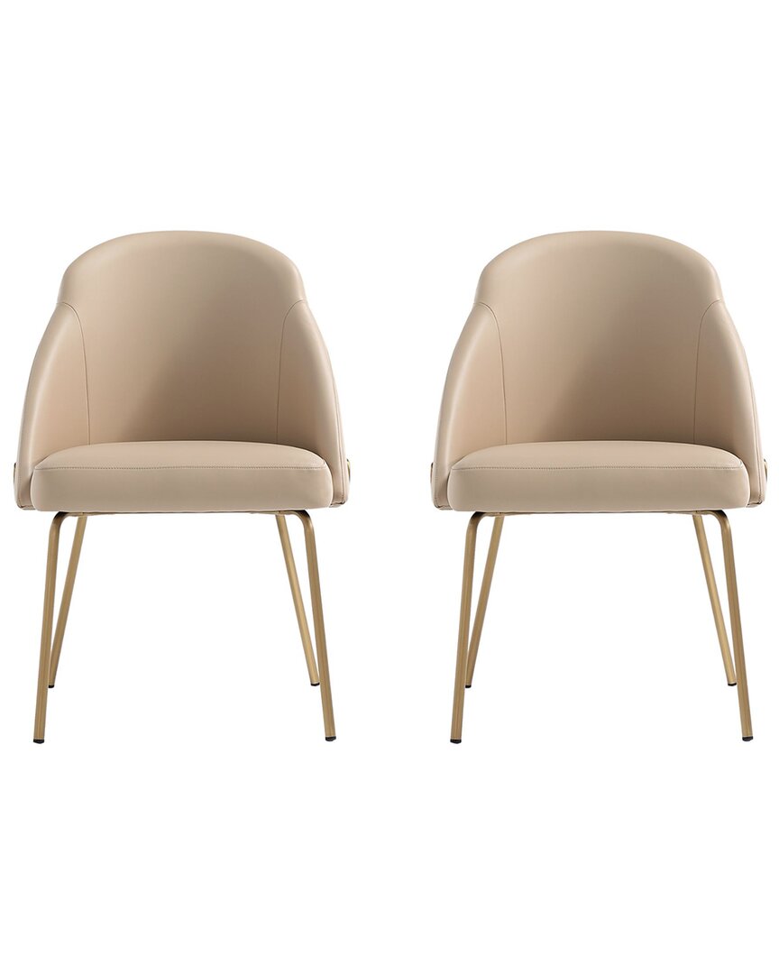 Manhattan Comfort Set Of 2 Gracie Modern Leatherette Dining Chairs With Steel  Legs