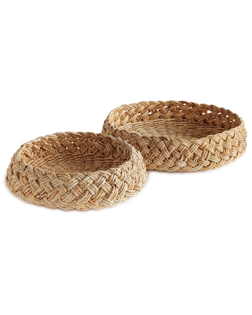 Napa Home & Garden Set Of 2 Abaca French Braided Baskets In Beige