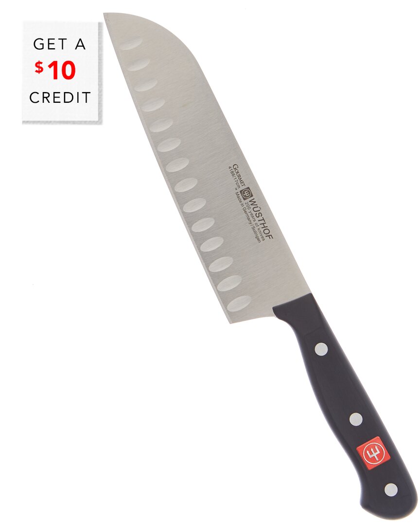 Wusthof 7in Gourmet Hollow Edge Santoku Knife With $10 Credit In Black