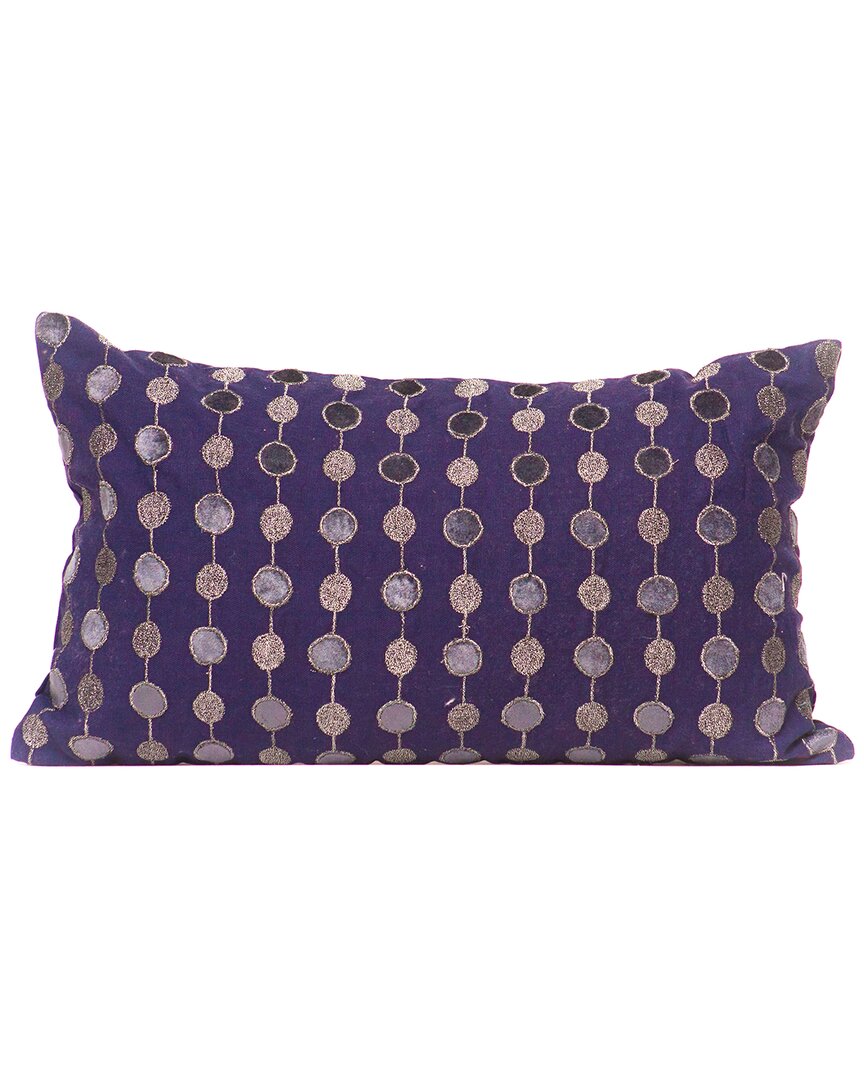 Harkaari & Silver Beaded & Patchworked Throw Pillow In Blue