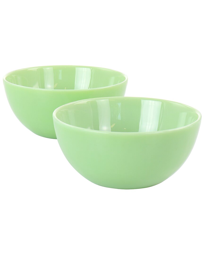Martha Stewart 2pc 8in Jadeite Glass Serving Bowl Set In Green