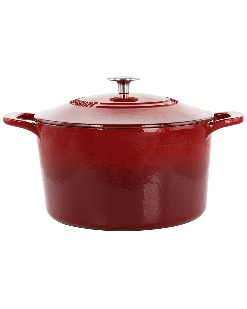 Shop Martha Stewart 7qt Enameled Cast Iron Dutch Oven With Lid In Red