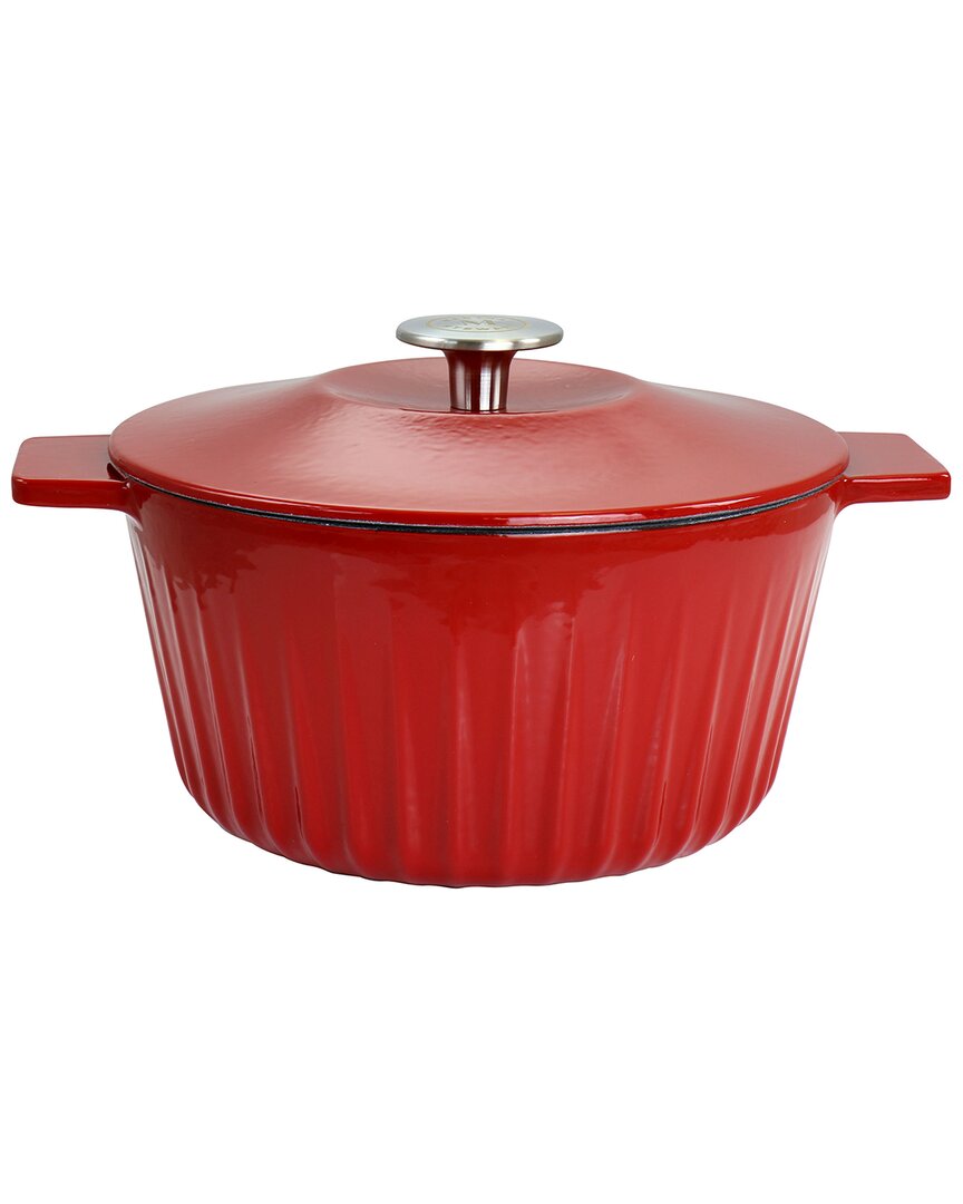 Martha Stewart 5qt Enameled Cast Iron Round Dutch Oven With Lid In Red