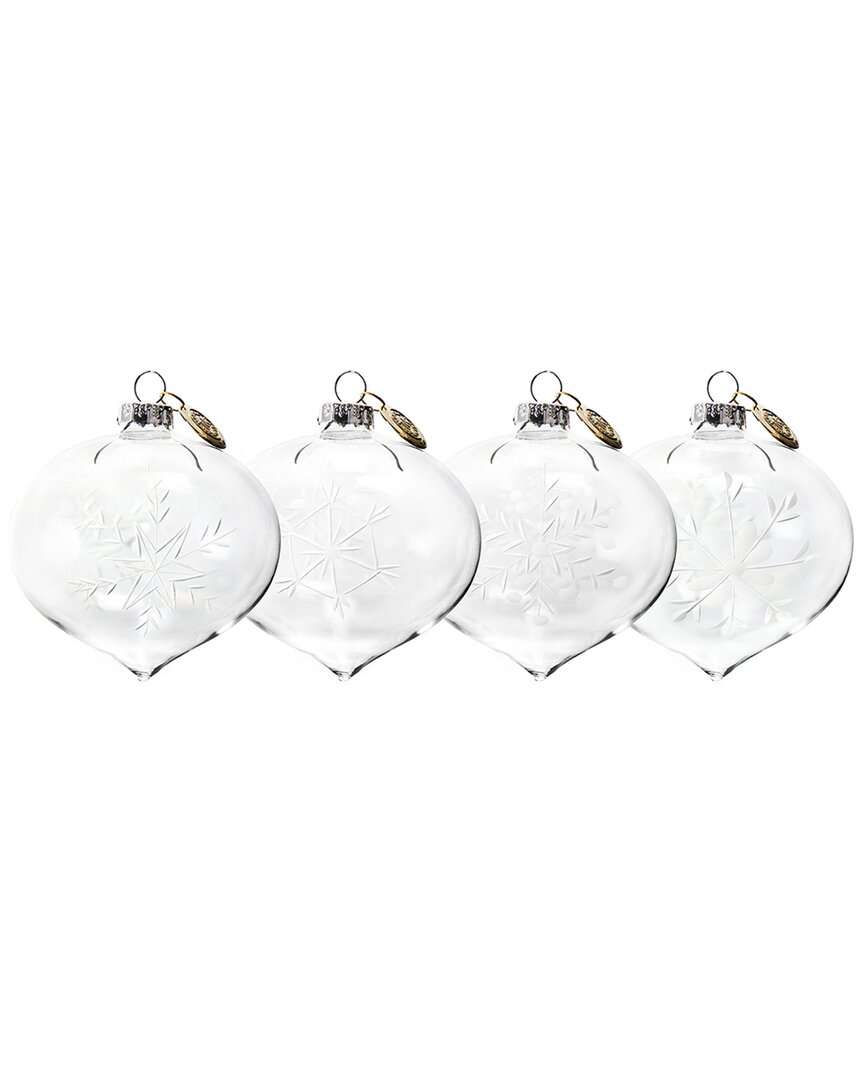 Martha Stewart Holiday 4pc Pointy Glass Ball Ornament Set In Clear