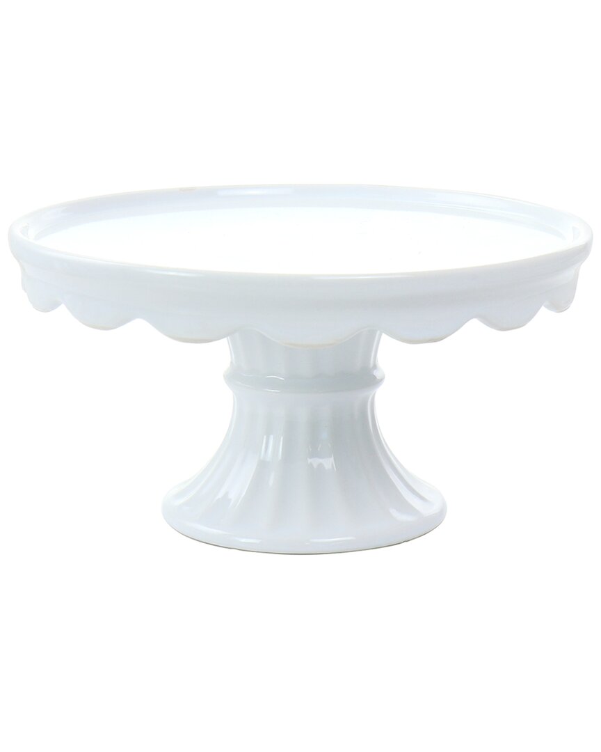 Martha Stewart Patterson Round Stoneware Cake Stand In White