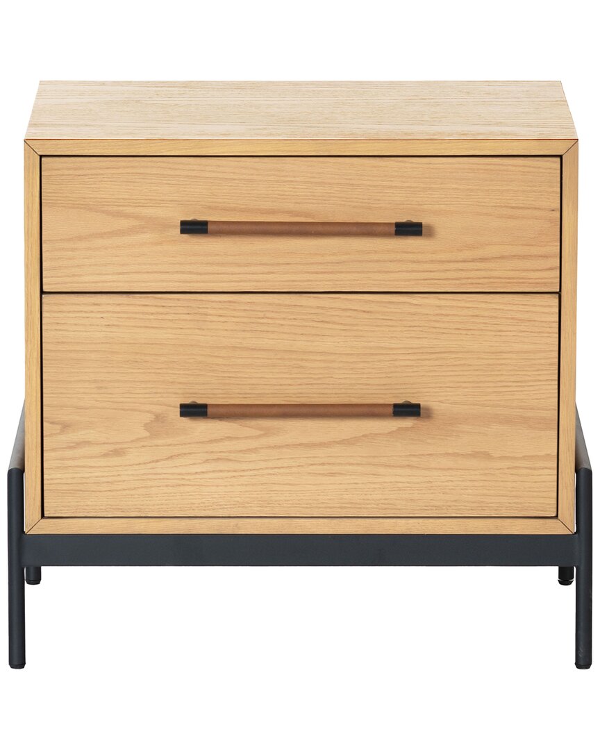 Safavieh Couture Chandri Vegan Leather Wrapped Handle Nightstand In Brown