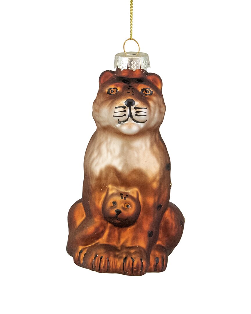 Northern Lights Dnu Unprofitable Northlight 4in Orange And Black Glass Lion Christmas Ornament In Orange