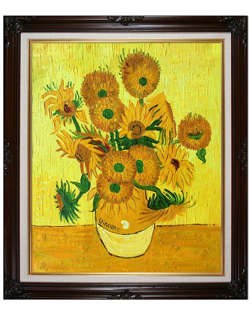 La Pastiche Vase With Fifteen Sunflowers Canvas Art Print In Multicolor