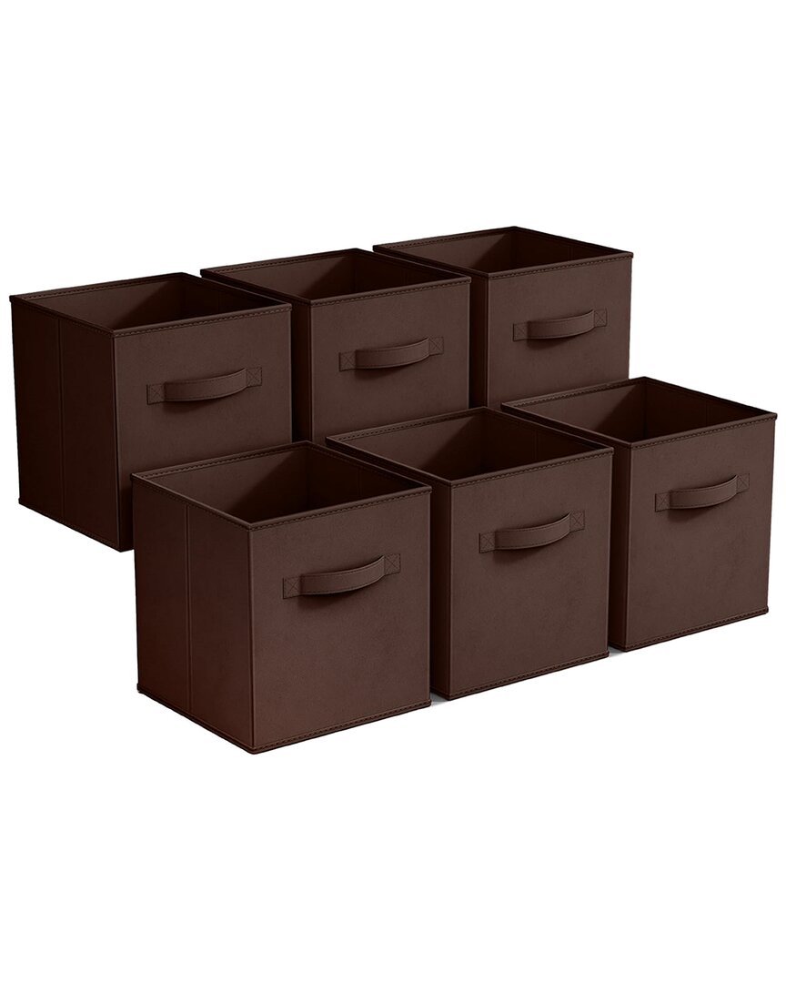 Sorbus 11in 6 Pack Foldable Storage Cubes In Brown