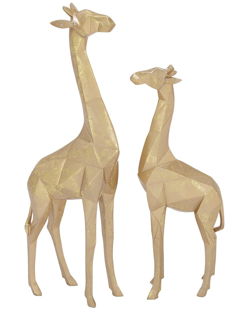 Cosmoliving By Cosmopolitan Set Of 2 Modern Giraffe Polystone Sculpture In Gold