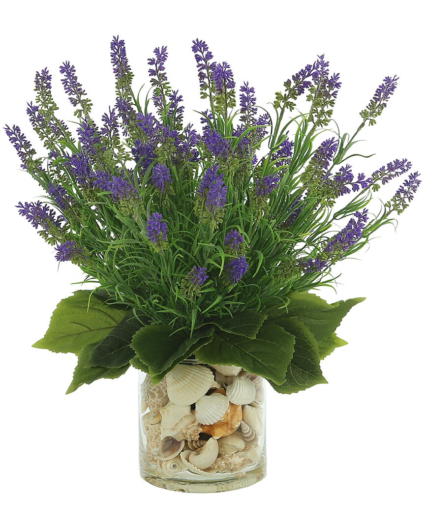 Creative Displays Lavender Floral In A Seashell Filled Vase In Purple