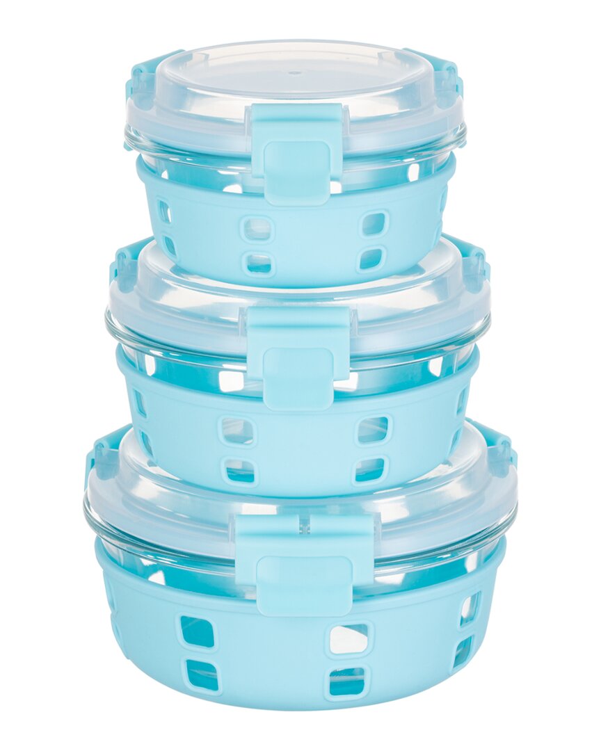 Genicook 3 Pc Square Container Hi-top Lids With Pro Grade Removable Lockdown Levers Silicone Sleeve Set