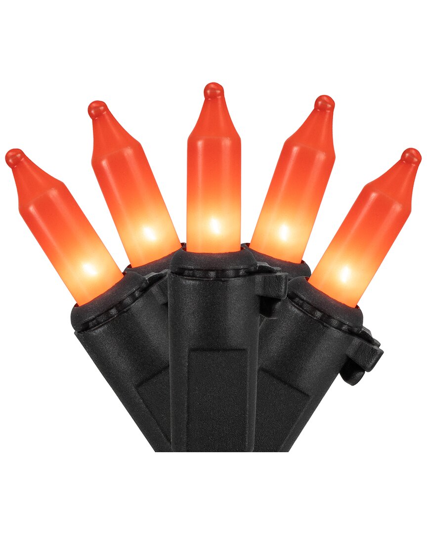 Northern Lights Northlight 100ct Orange Mini Halloween Light Set 20ft Black Wire In Orange