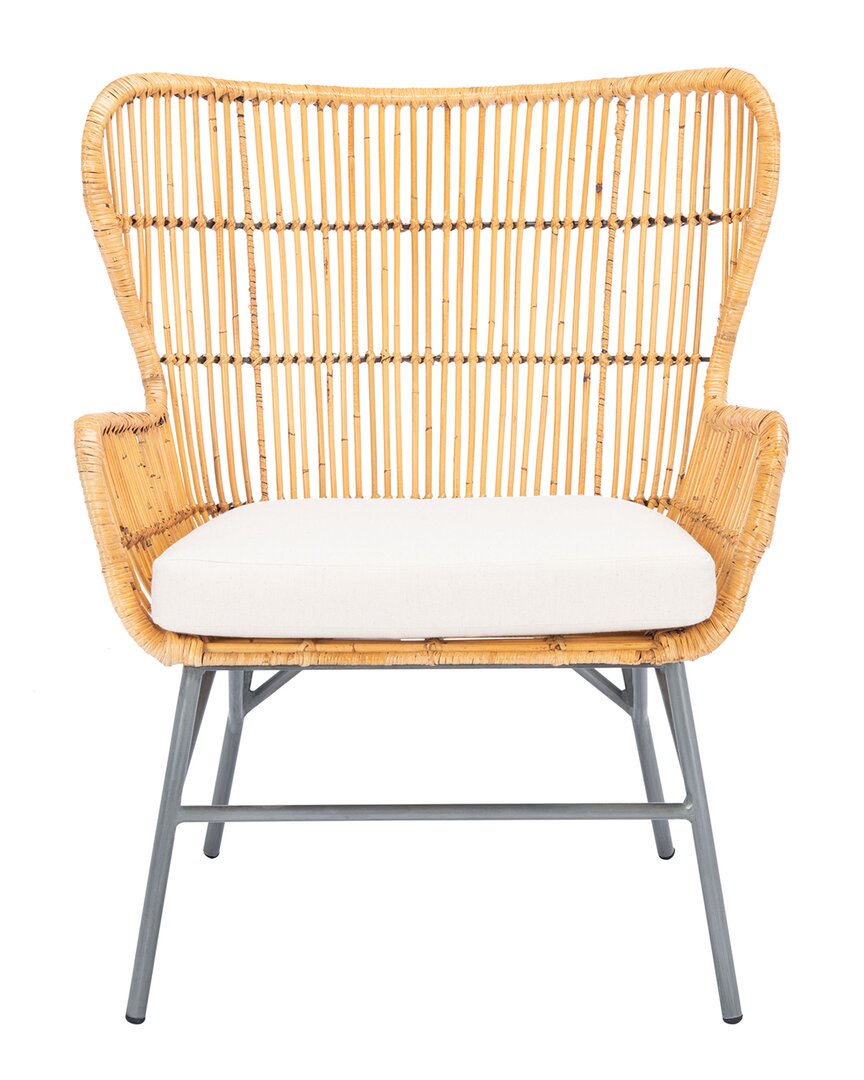 Shop Safavieh Couture Lenu Rattan Accent Chair W/ Cushion In Natural