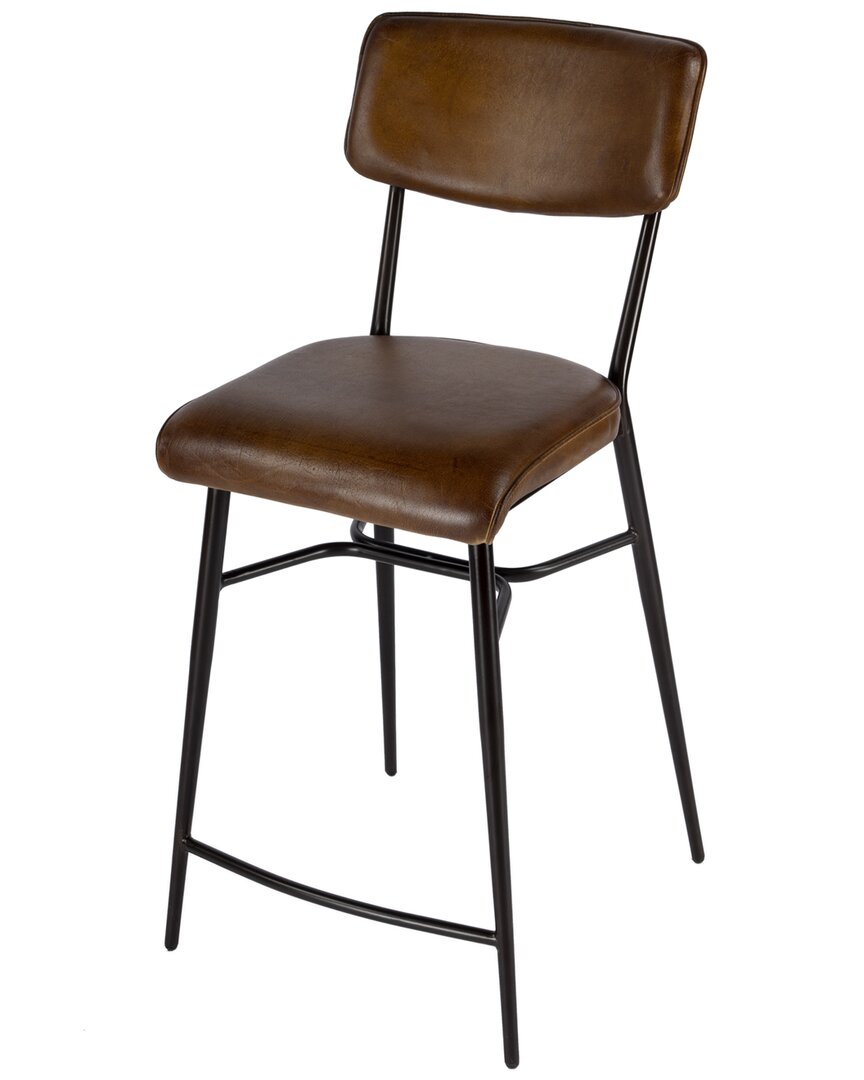 Butler Specialty Company Odessa 26in Square Leather Counter Stool In Brown