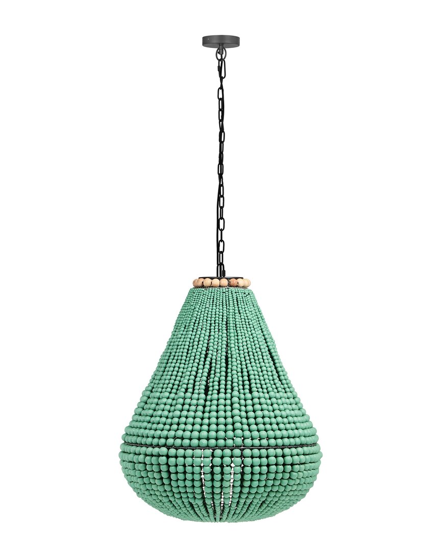 Tov Furniture Palani Green Wooden Bead Chandelier