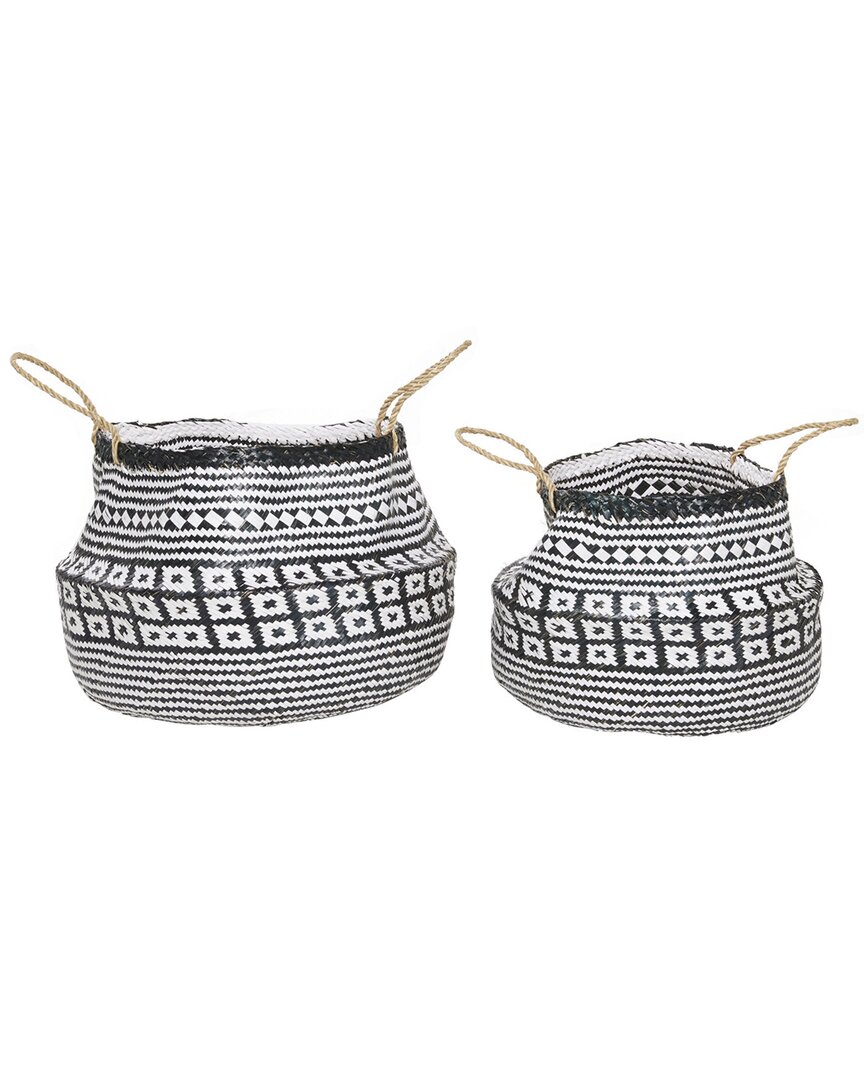 Peyton Lane Set Of 2 Wood Eclectic Storage Baskets In Black