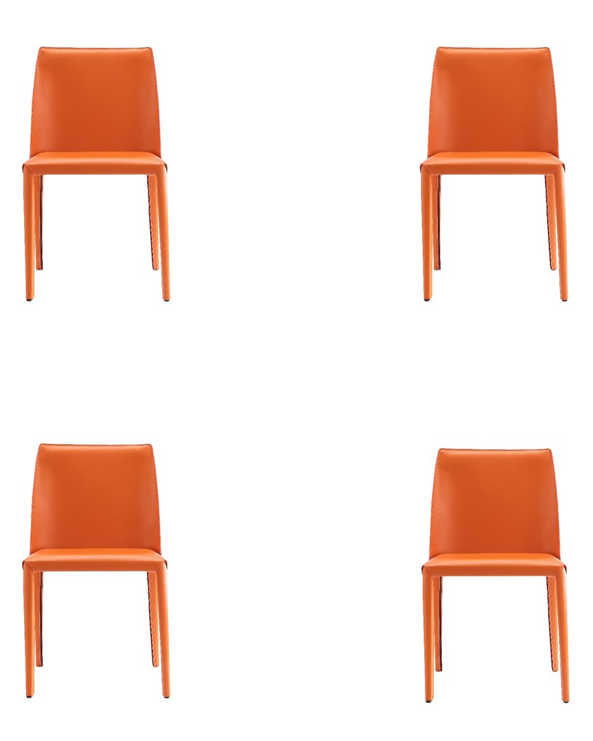 Manhattan Comfort Set Of 4 Paris Dining Chairs In Orange