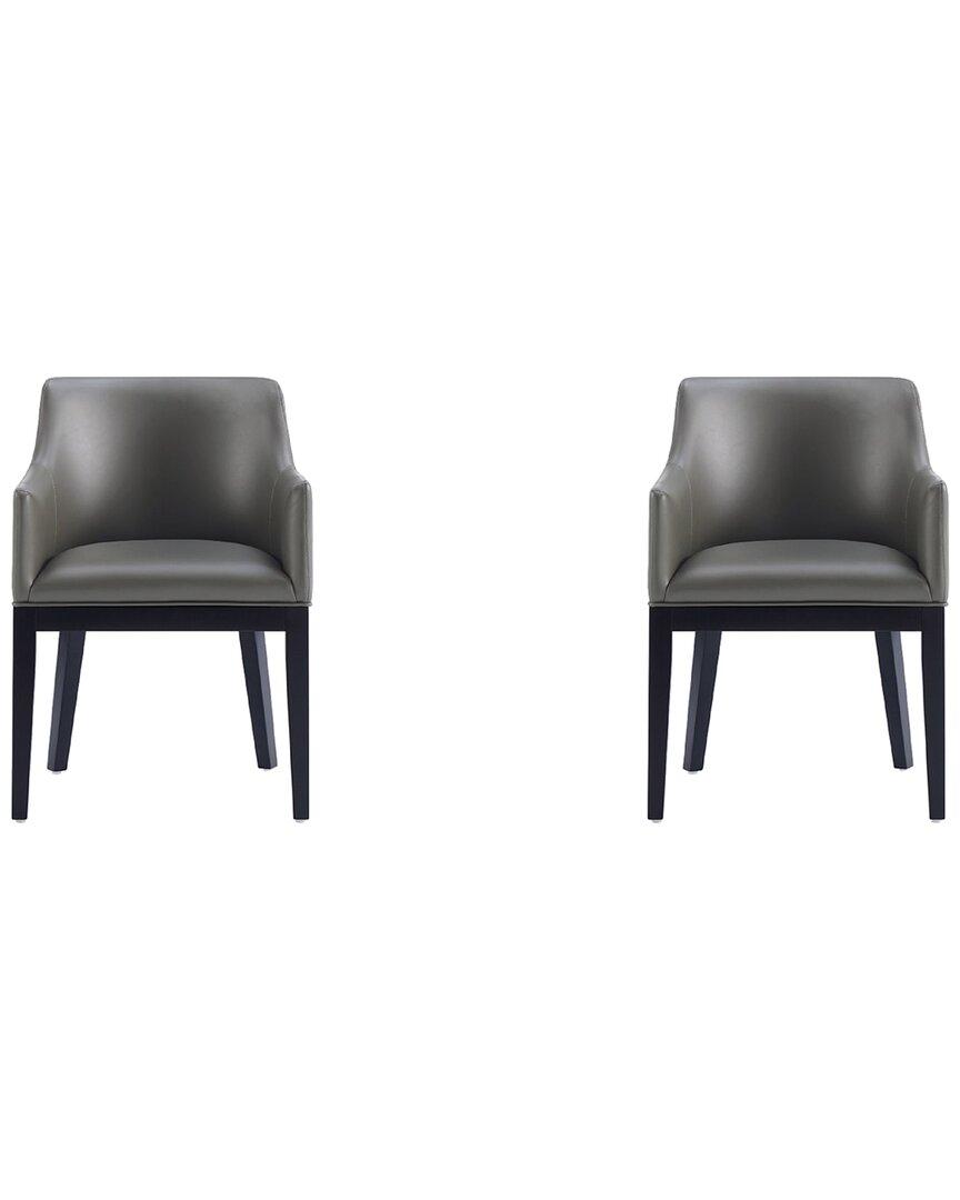 Manhattan Comfort Gansevoort Faux Leather Dining Armchair In Pebble