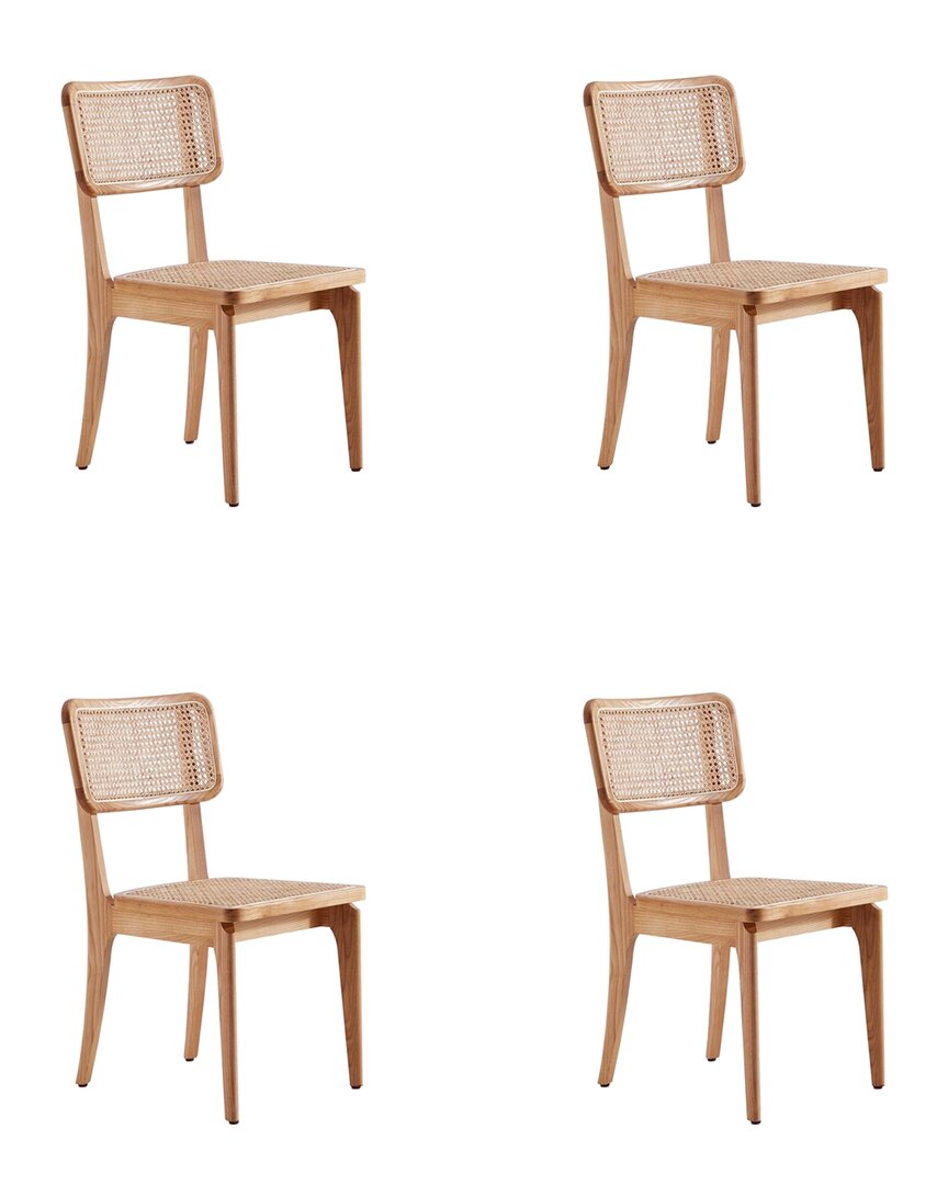 Manhattan Comfort Giverny Dining Chair In Nature Cane - Set Of 4 In Neutral