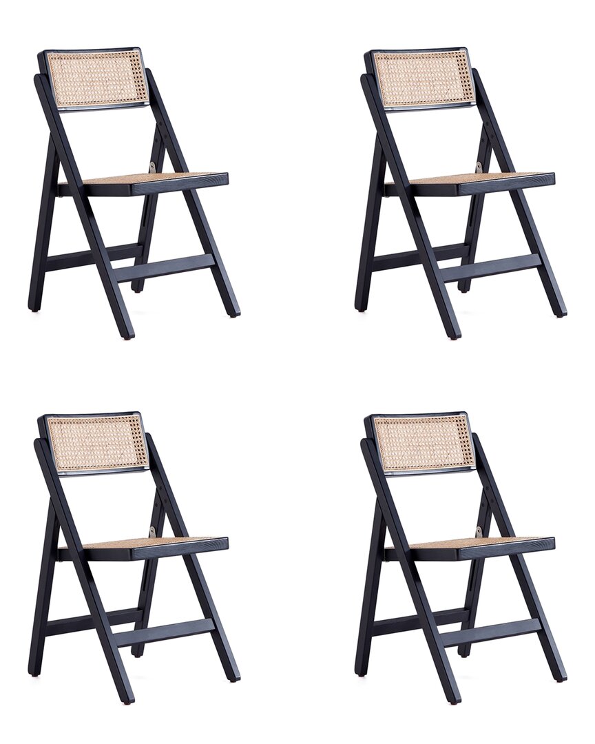 Manhattan Comfort Pullman Folding Dining Chair In Black And Natural