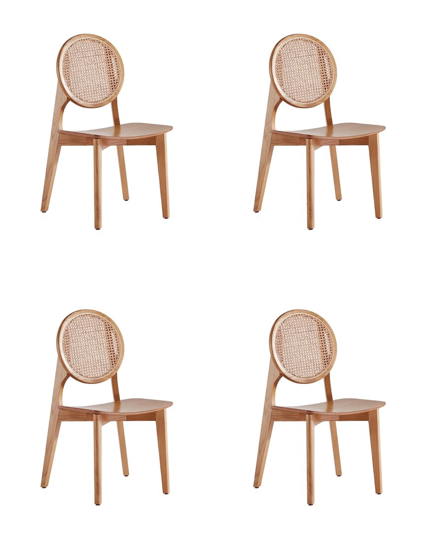 Manhattan Comfort Versailles Round Dining Chair In Nature Cane - Set In Brown