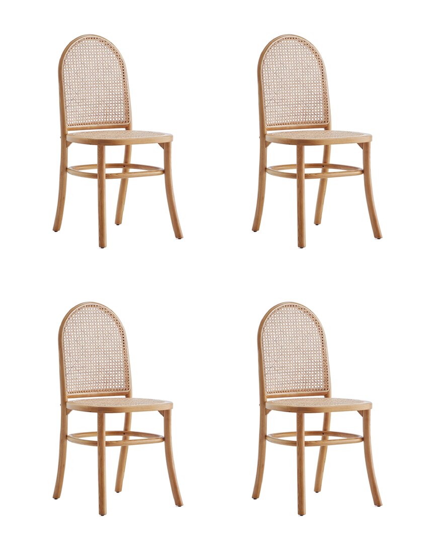 Manhattan Comfort Paragon Dining Chair 2.0 In Nature And Cane - Set