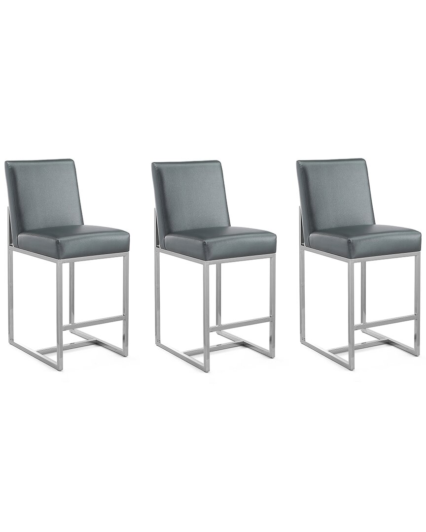 Manhattan Comfort Element 24 Faux Leather Counter Stool In Graphite