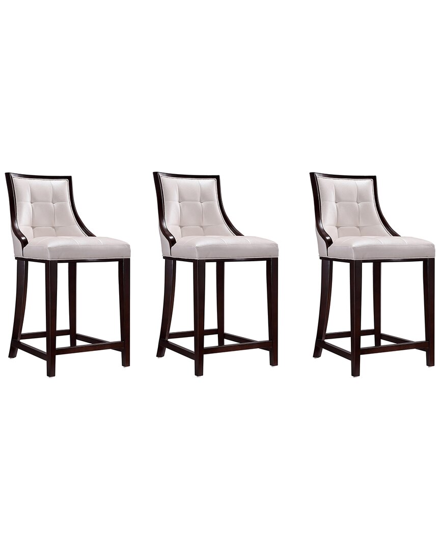 Manhattan Comfort Set Of 3 Fifth Avenue Counter Stools In White