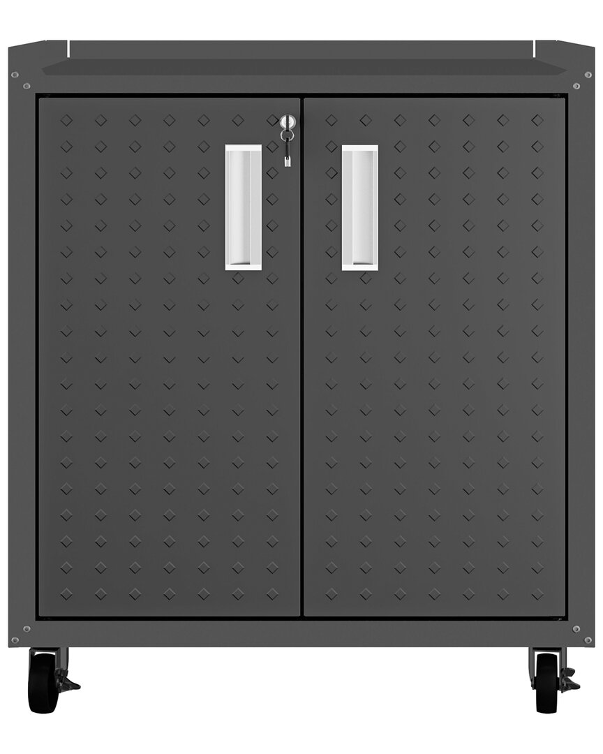 Manhattan Comfort Fortress 31.5 Mobile Garage Cabinet With Shelves In Grey