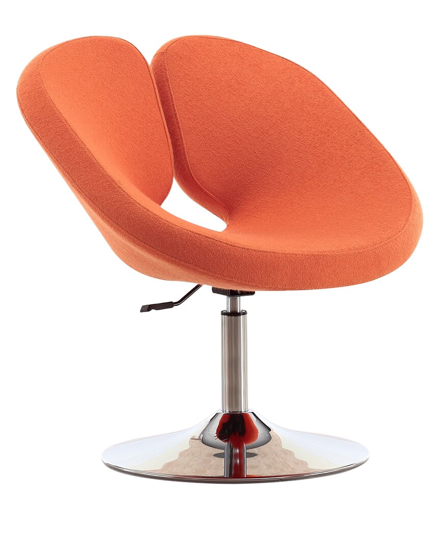 Manhattan Comfort Perch Adjustable Chair In Orange And Polished Chro