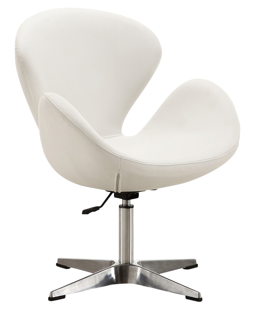Manhattan Comfort Raspberry Faux Leather Adjustable Swivel Chair In In White