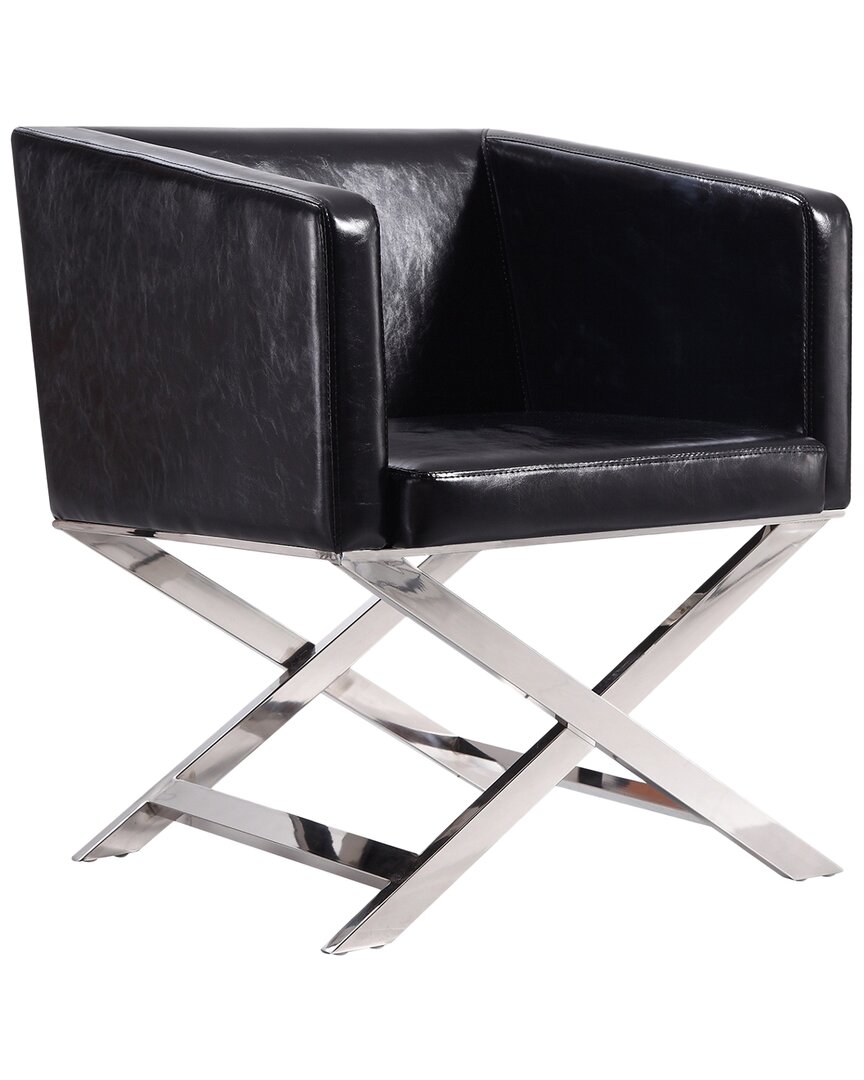 Manhattan Comfort Hollywood Lounge Accent Chair In Black And Polishe