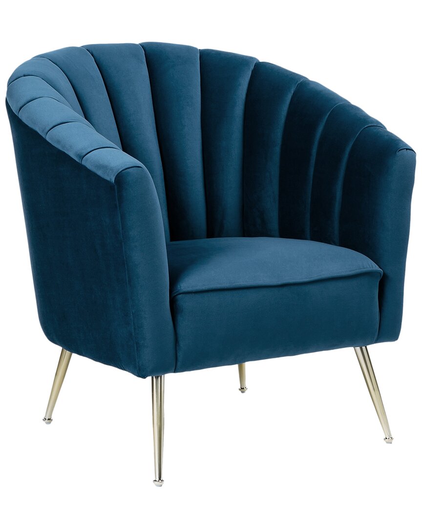 Manhattan Comfort Rosemont Accent Chair In Blue And Gold-tone