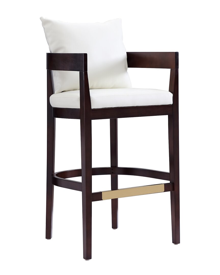 Manhattan Comfort Ritz Barstool In Ivory And Dark Walnut