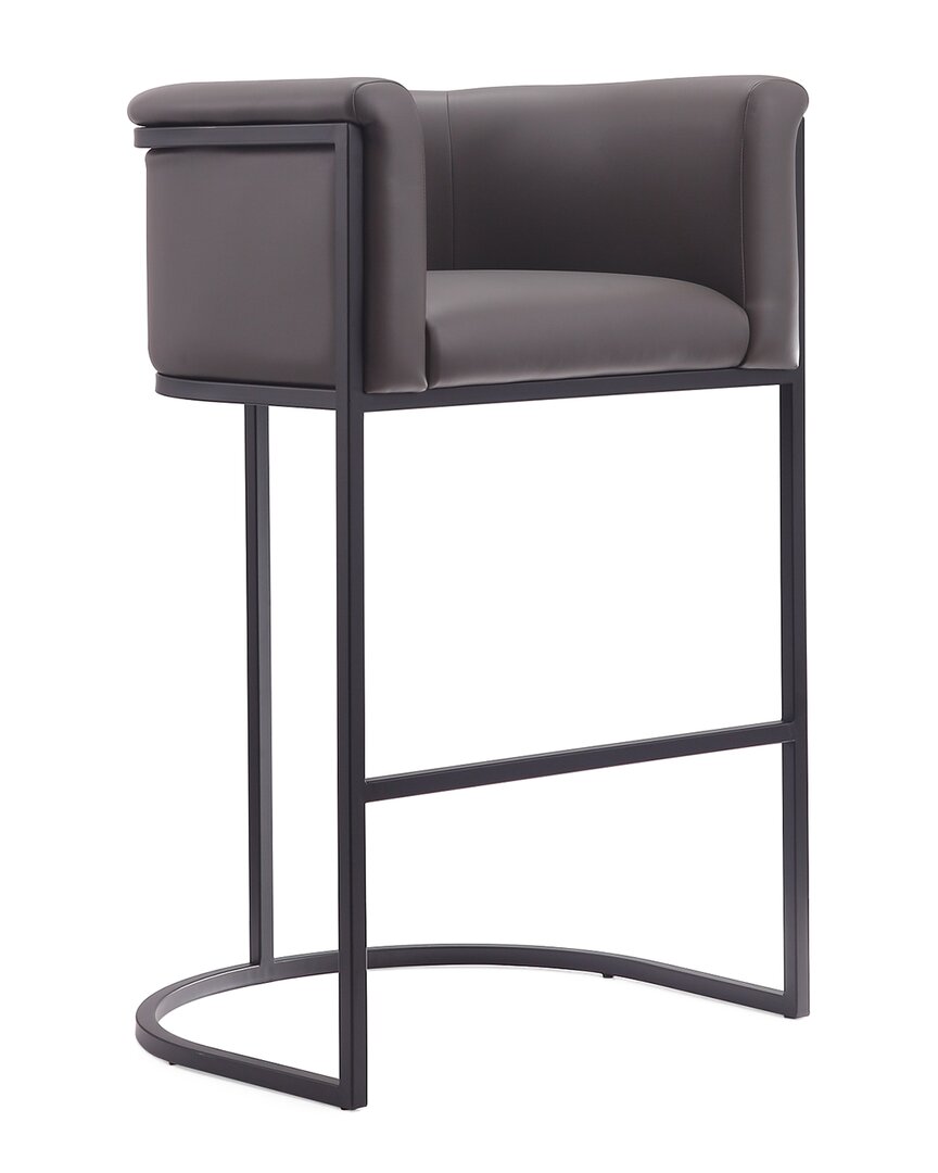 Manhattan Comfort Cosmopolitan Barstool In Pebble And Black In Gray