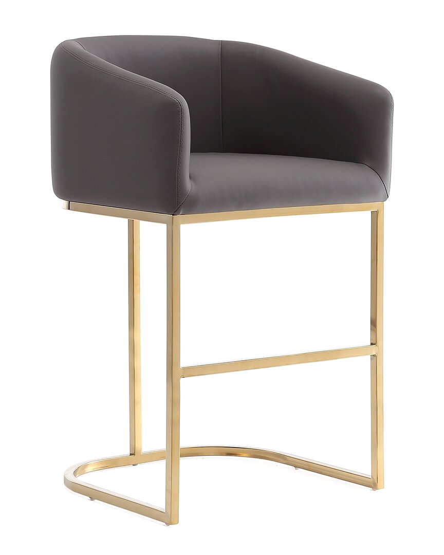 Manhattan Comfort Louvre Barstool In Grey And Black