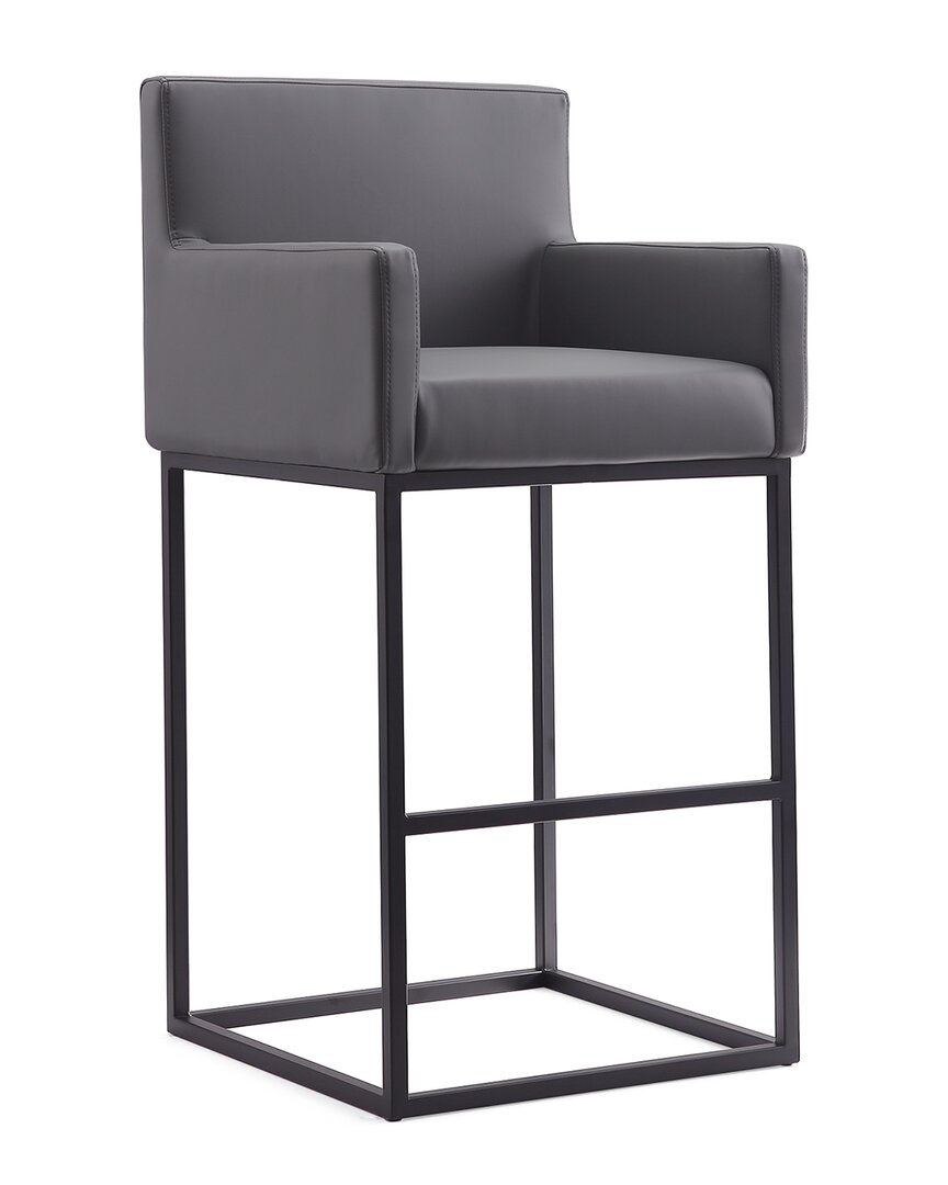 Manhattan Comfort Ambassador Barstool In Grey And Black