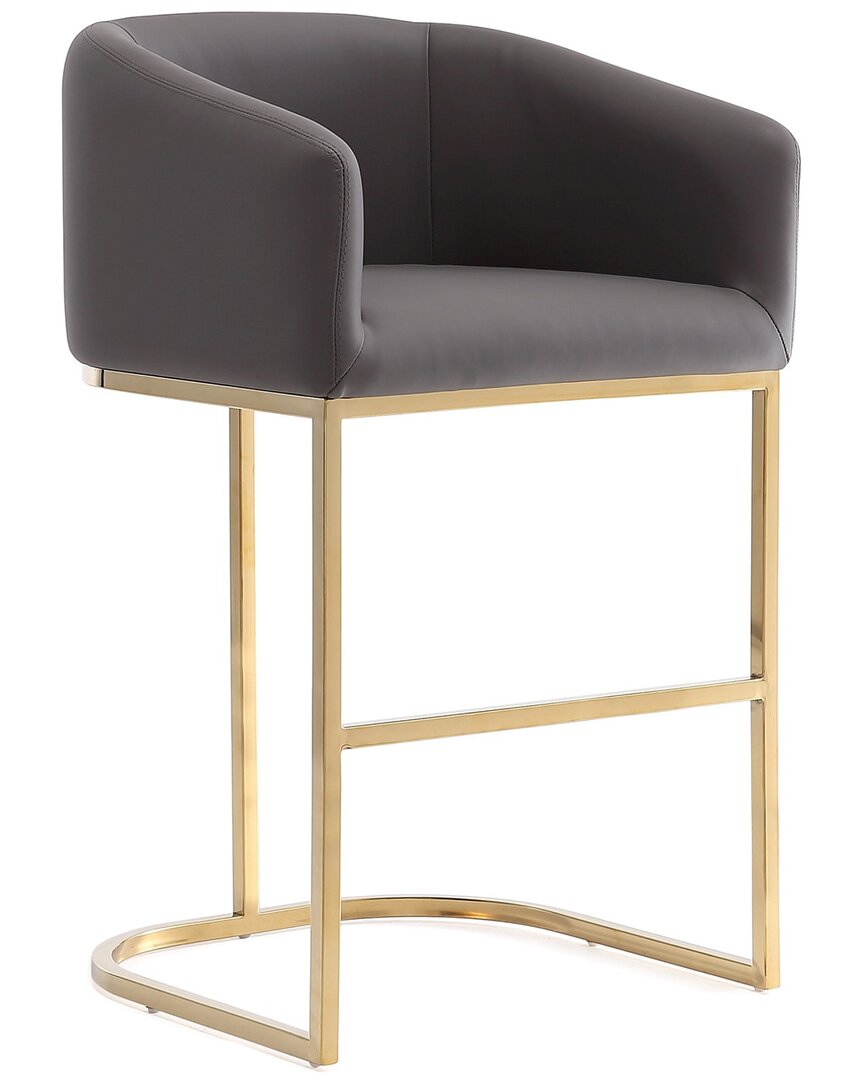Manhattan Comfort Louvre Barstool In Grey And Black