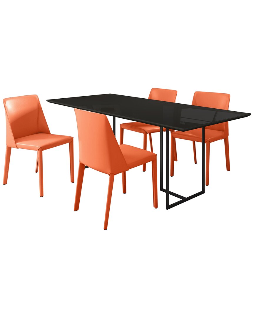 Manhattan Comfort Paris Dining Chair In Coral-set Of 2 In Orange