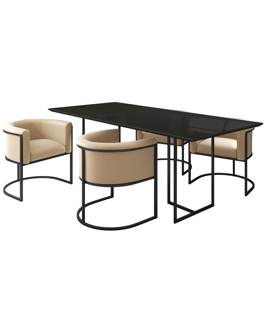 Manhattan Comfort Bali Dining Chair In Tan And Black