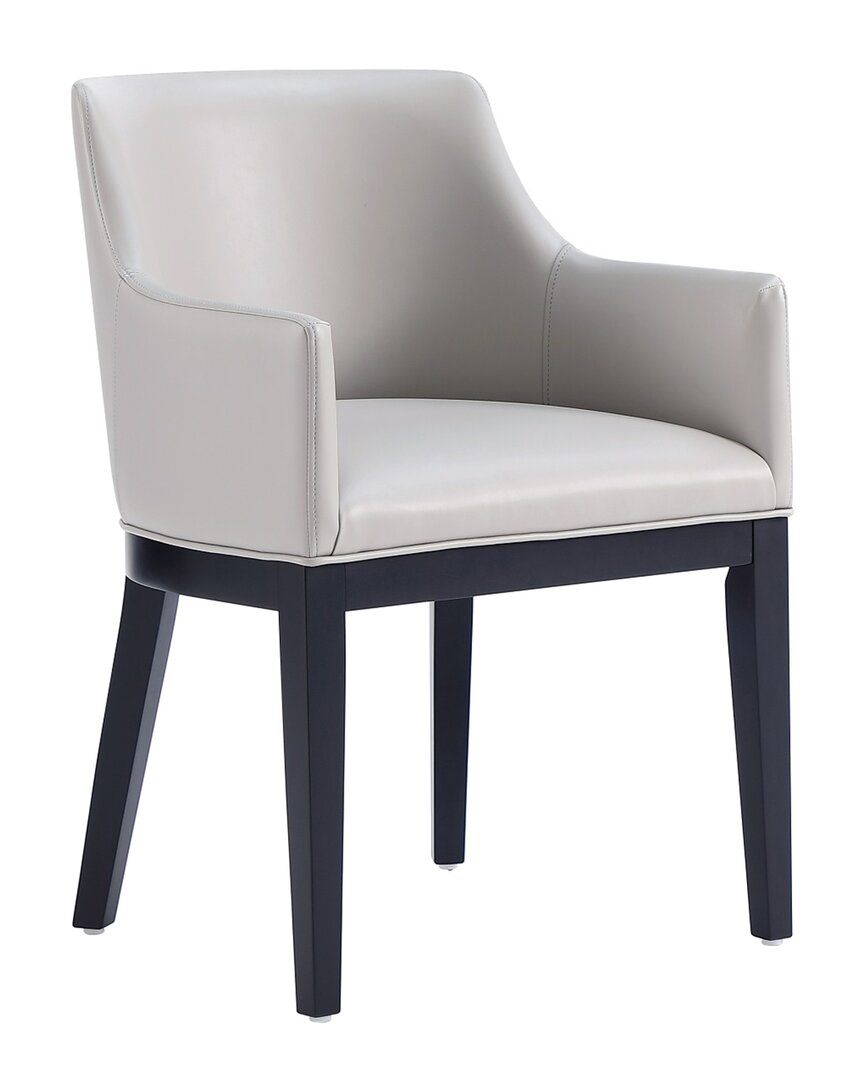 Manhattan Comfort Gansevoort 22.5" L Beech Wood Faux Leather Upholstered Dining Armchair In Light Gray