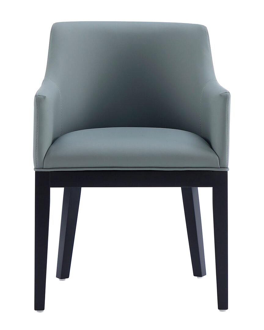 Manhattan Comfort Gansevoort Faux Leather Dining Armchair In Pewter