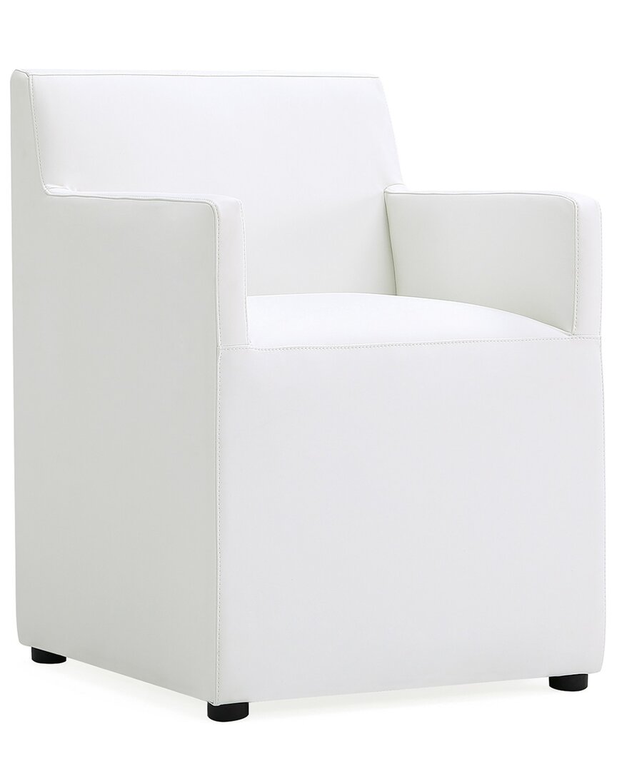 Manhattan Comfort Anna Square Faux Leather Dining Armchair In Cream